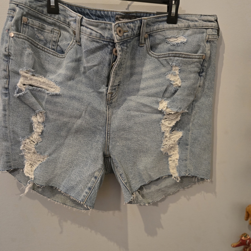 Torrid Light Blue Distressed Jean Shorts